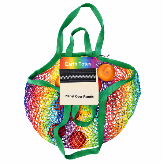 Earth Totes Celeste rainbow mesh bag with inner zippered pocket
